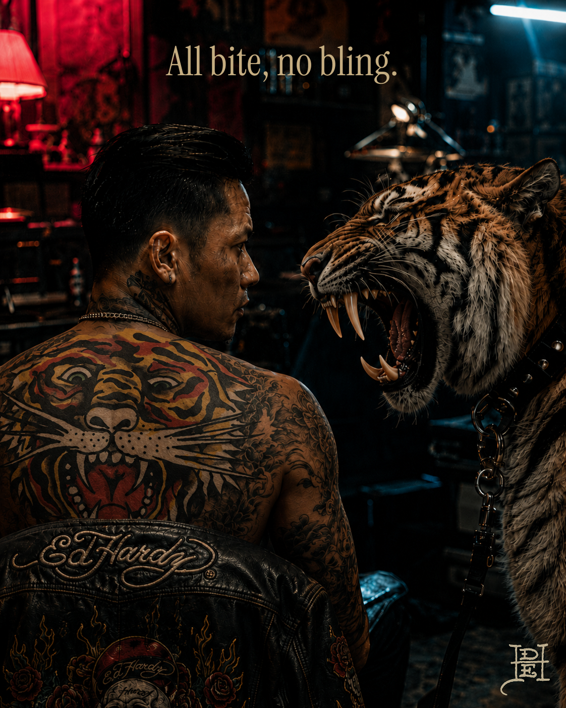 Ed Hardy All bite no bling campaign, raw brand mythology